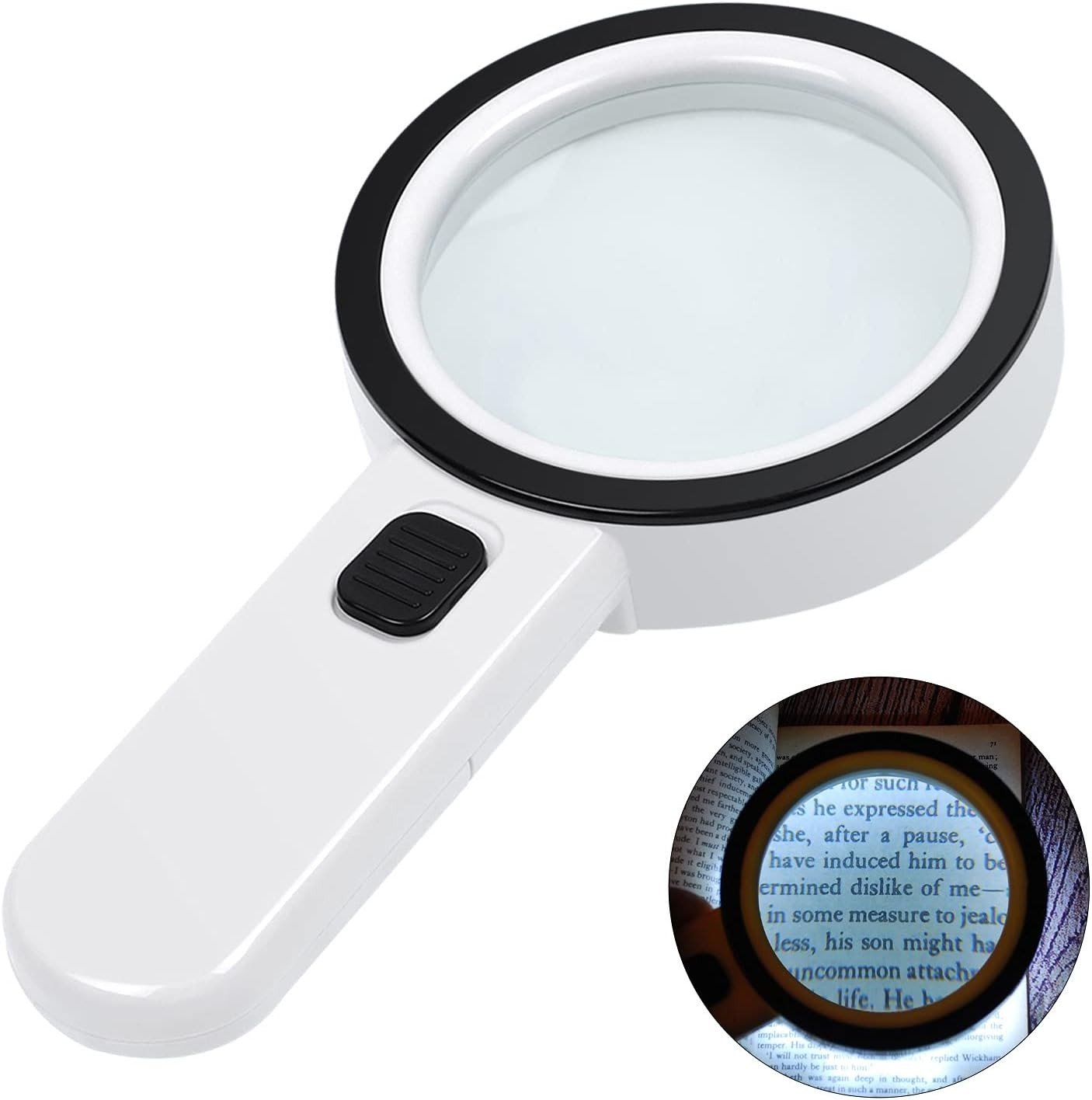 Magnifying Glass w/ Light 30X Handheld White