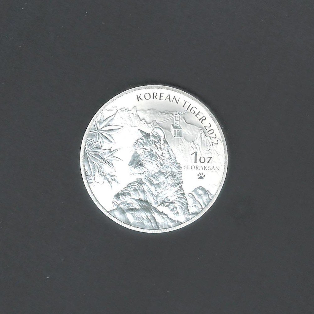 2022 South Korean Tiger Perched on the Seoraksan Mountain Proof 1 Troy oz Round