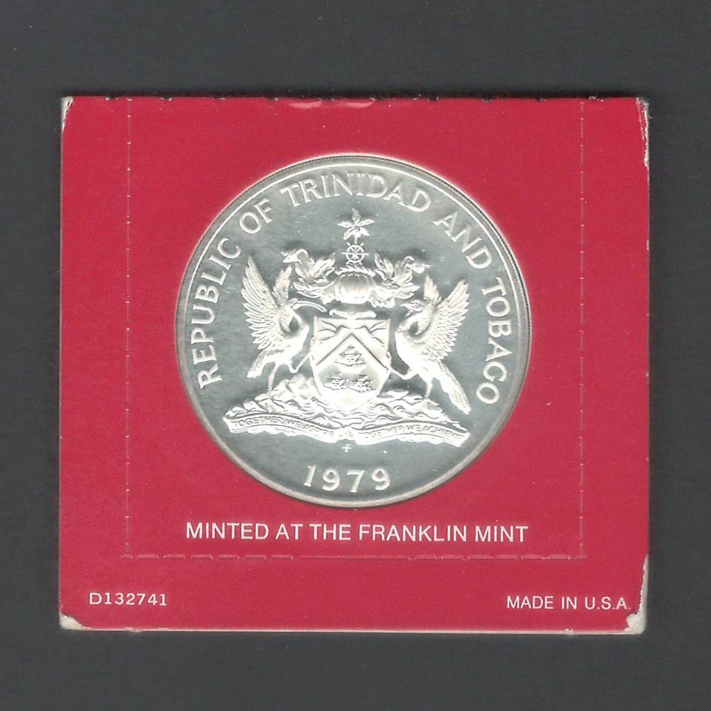 1979 $10 Republic of Trinidad & Tobago Silver Proof in Box & COA - 35 gm / Over 1 Troy oz Coin