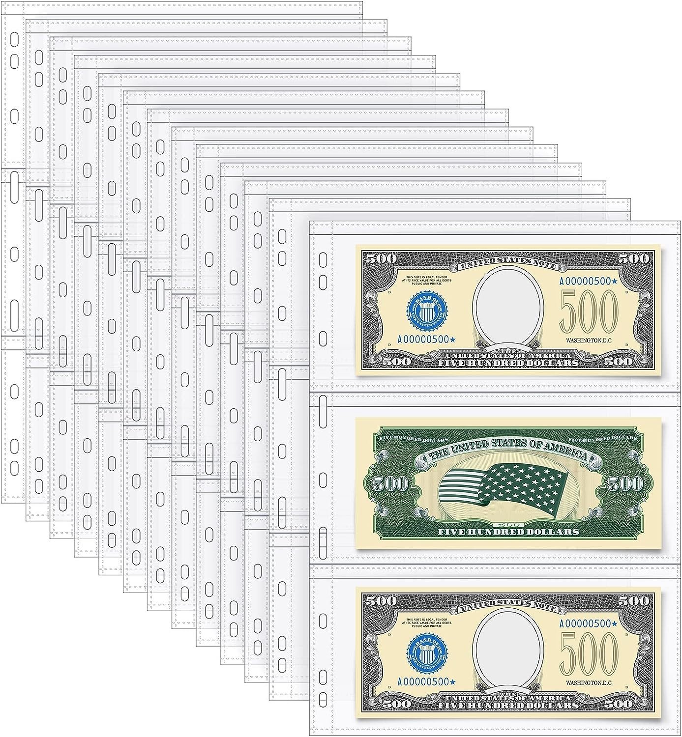 ‎Gersoniel Currency Sleeves / Album Pages (24 Sleeves / Pages) Clear - Top Load your Notes!