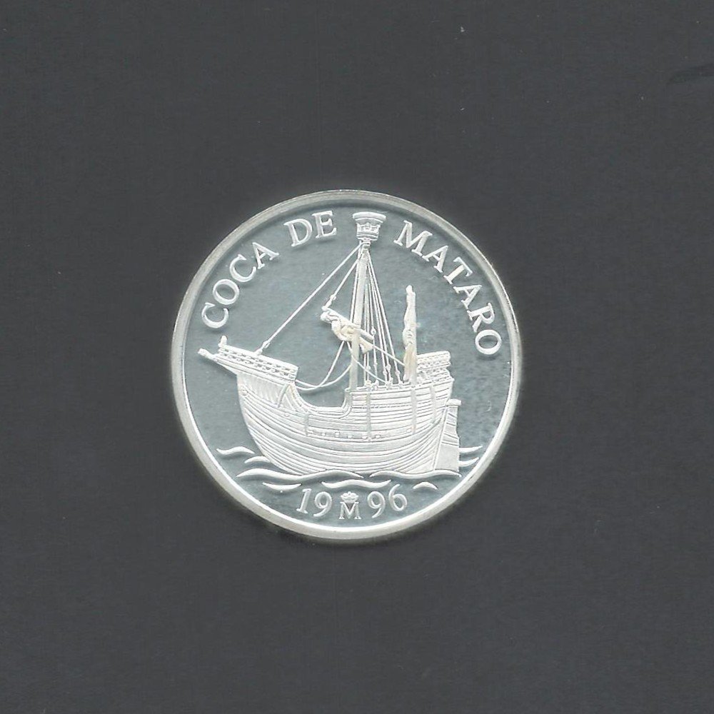 1996 5 ECU Coca De Mataro Castian Cog Silver Proof UNC Spain Coin