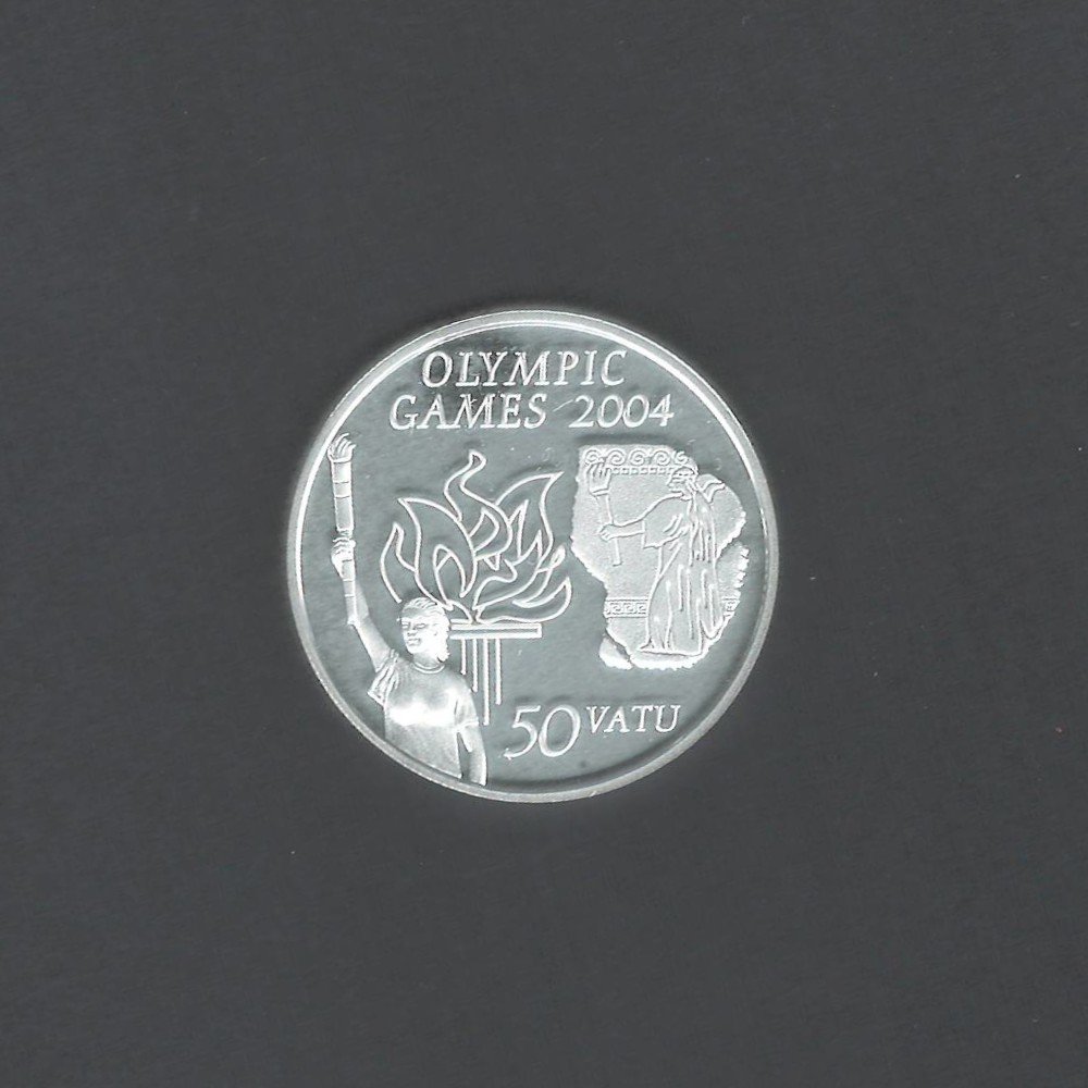 2003 Rare Commemorative 50 Vatu Vanuatu 2004 Olympics Proof UNC Coin
