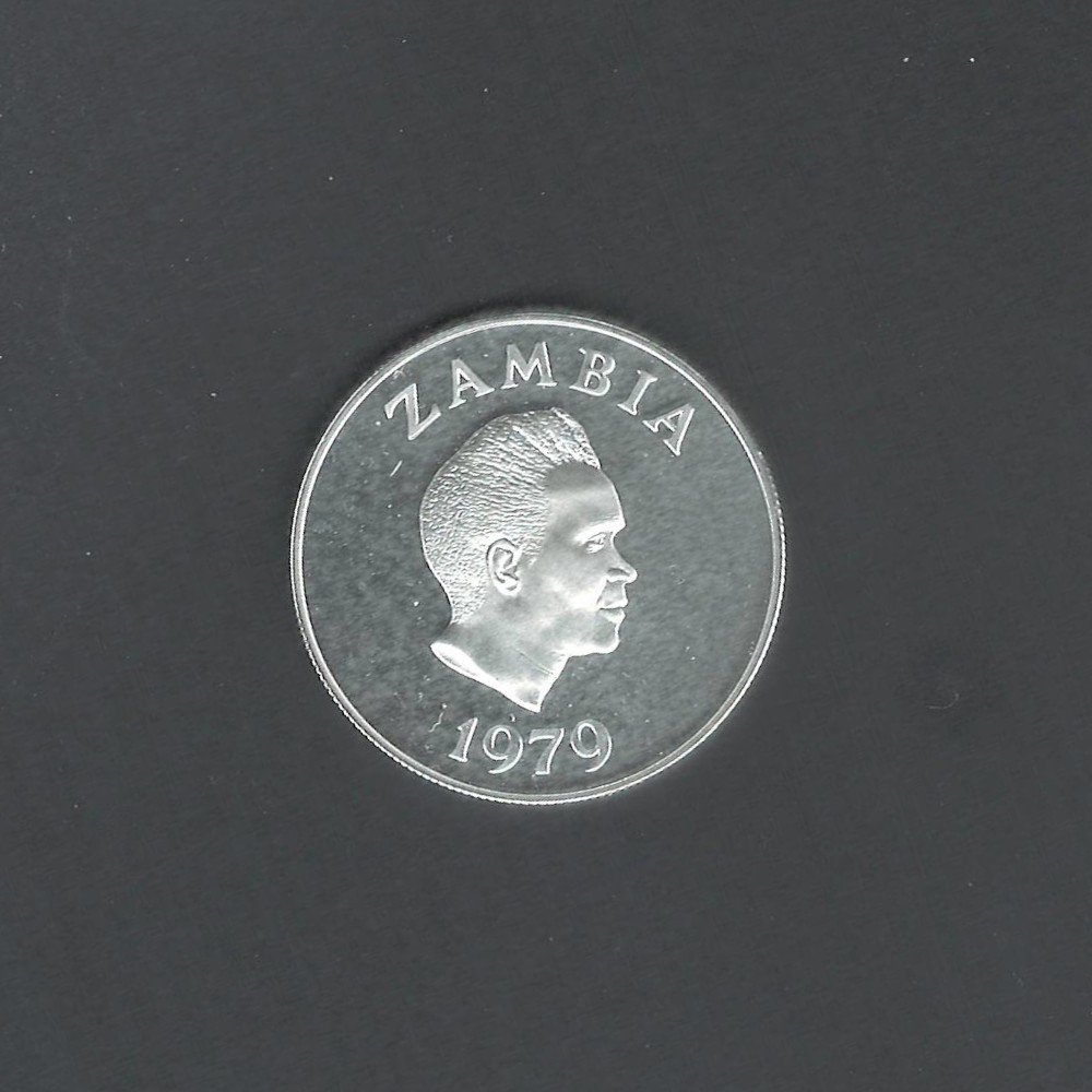 1979 Conservation of Wildlife 5 Kwacha Zambia African Longhorn Silver BU Proof Coin