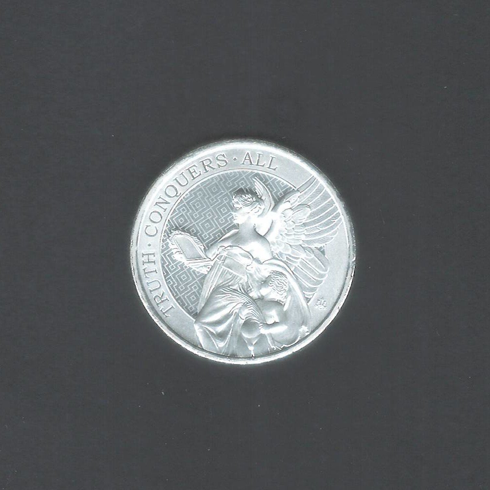 2022 £1 St. Helena - Queen's Virtues Truth Silver BU Proof .999 31.103 gm / 1 Troy oz coin