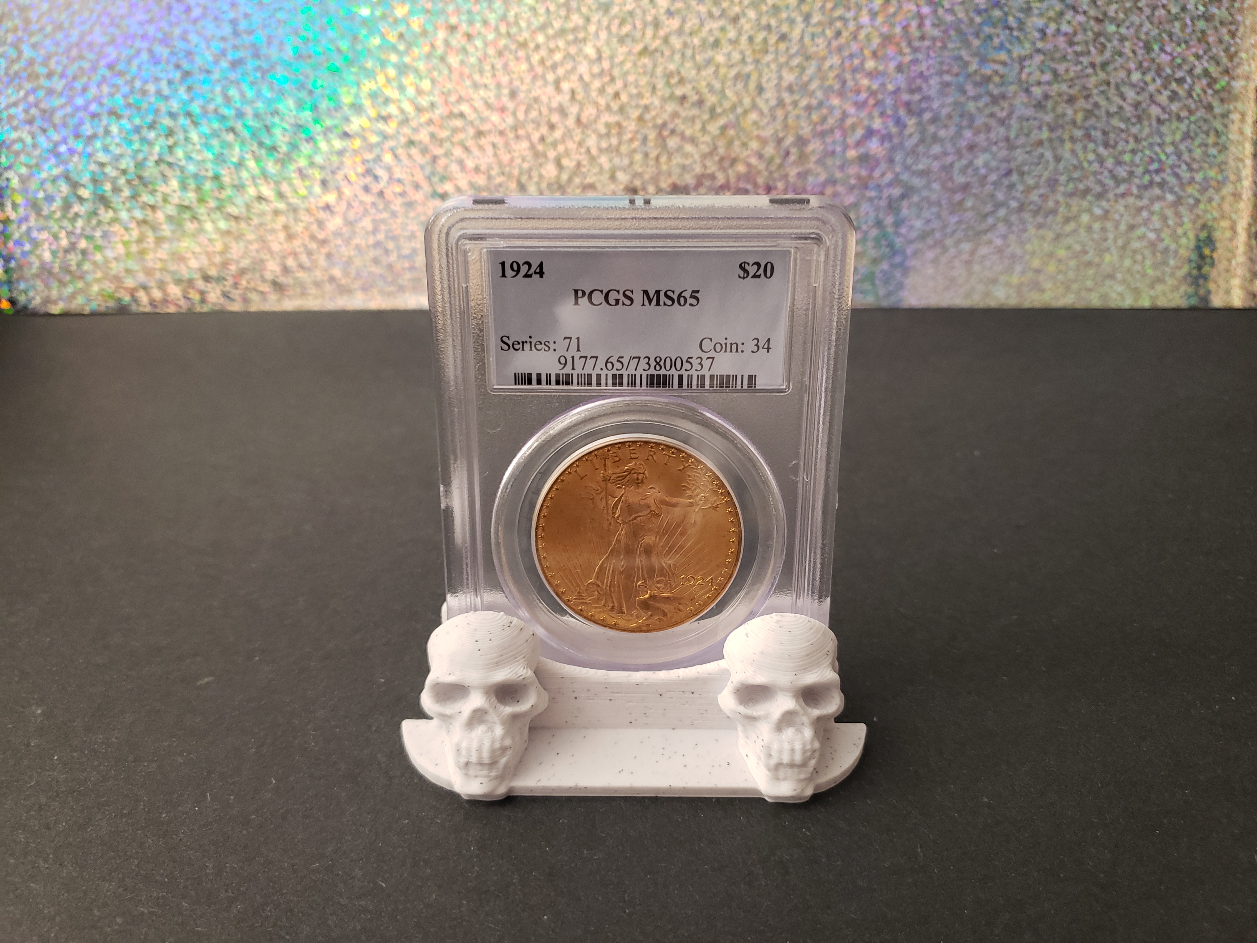 Skull Coin Slab Display Stands (5 Slab Holders) Looks like Marble!