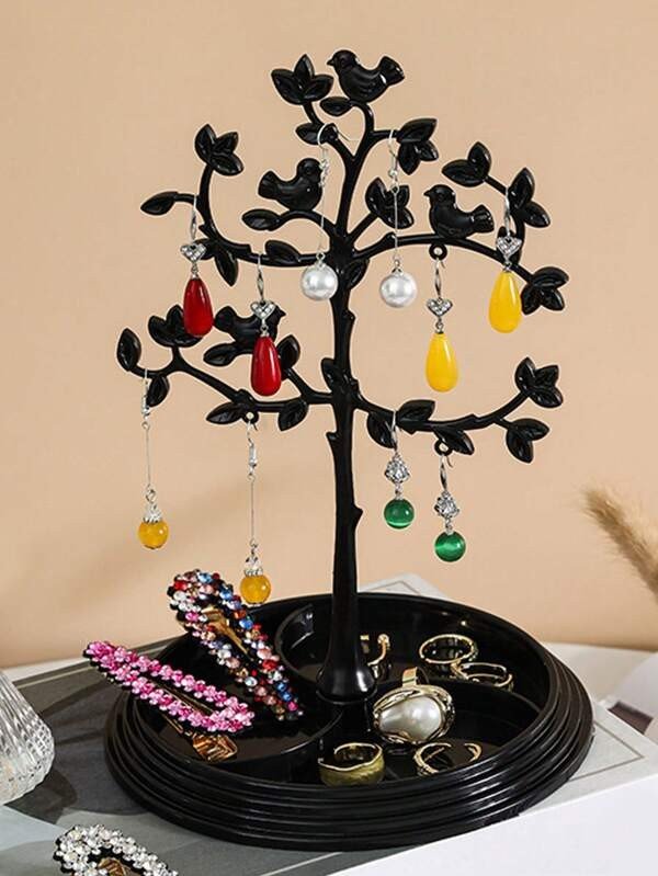 Tree & Bird Jewelry Display Stand! Black