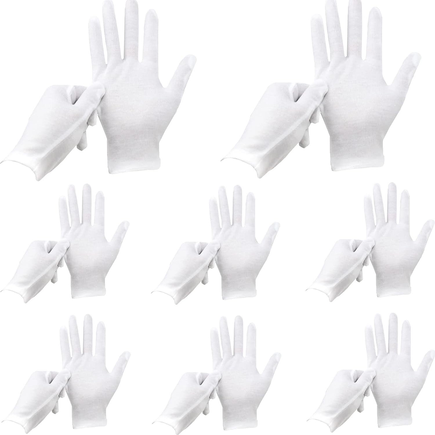 12 Pairs Soft Inspection Gloves! Cotton White |Medium Stretchy fabric will fit both a small medium to large hand.